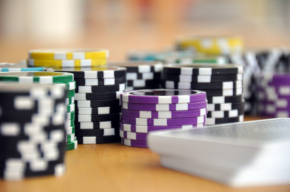 Poker chips, cards, Gamblilg