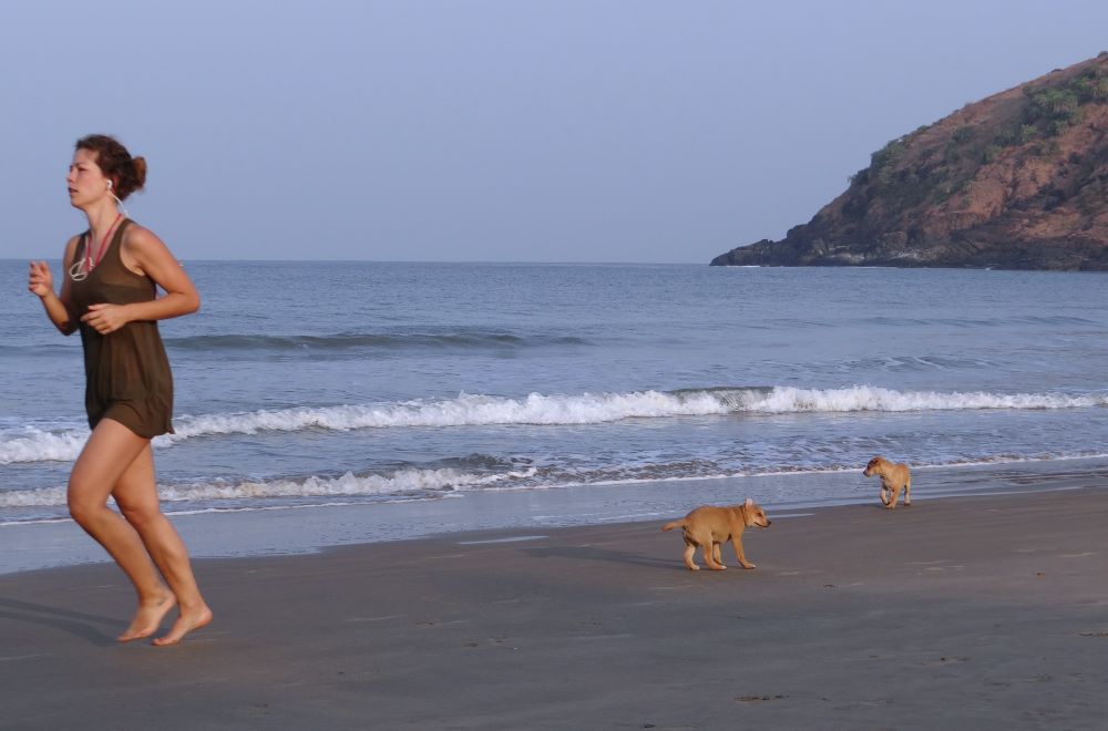 running on the beach