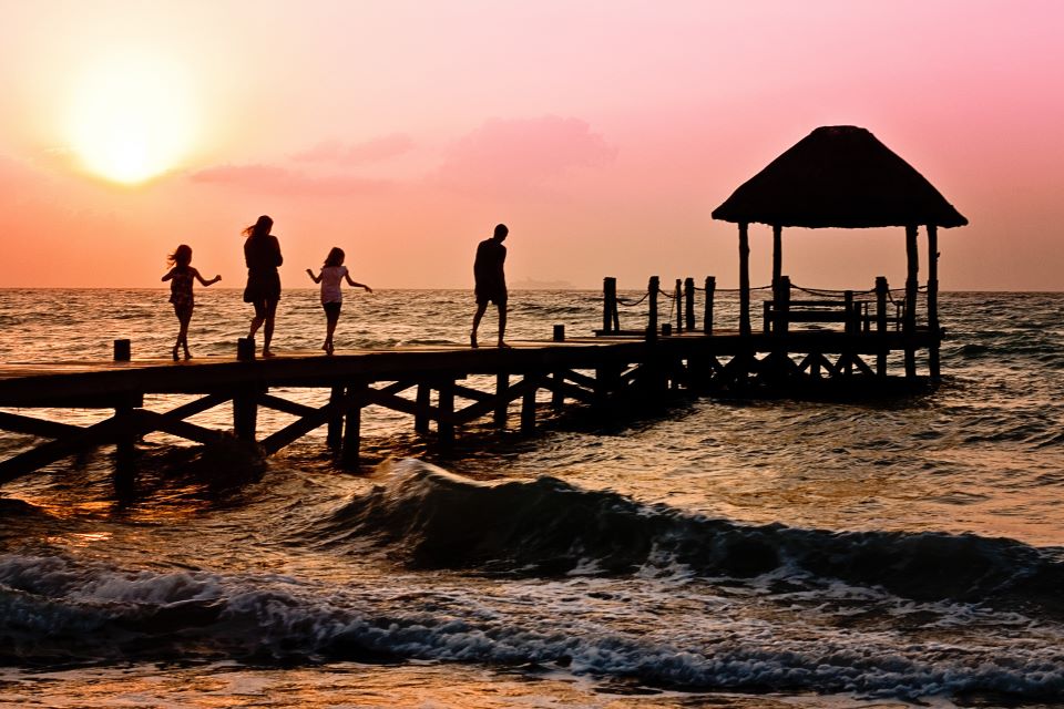 Family on beach