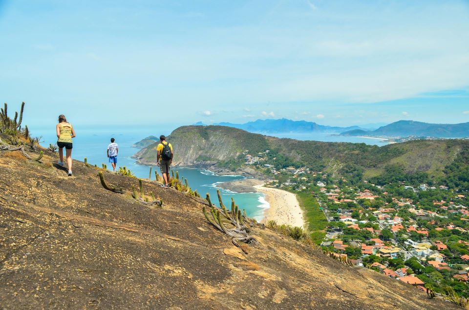 Hikers enjoying Beach scene